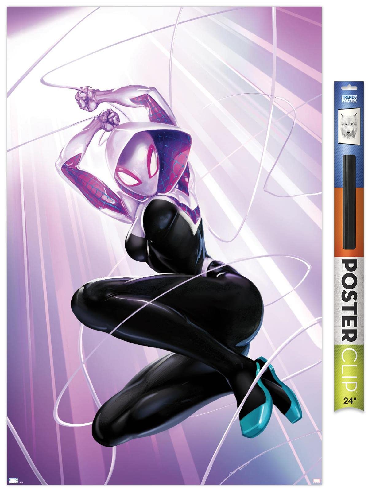 Trends International Marvel Comics - Ghost Spider - Ghost Spider #1 Wall Poster, 22.37'' X 34.00'', Premium Poster & Clip Bundle