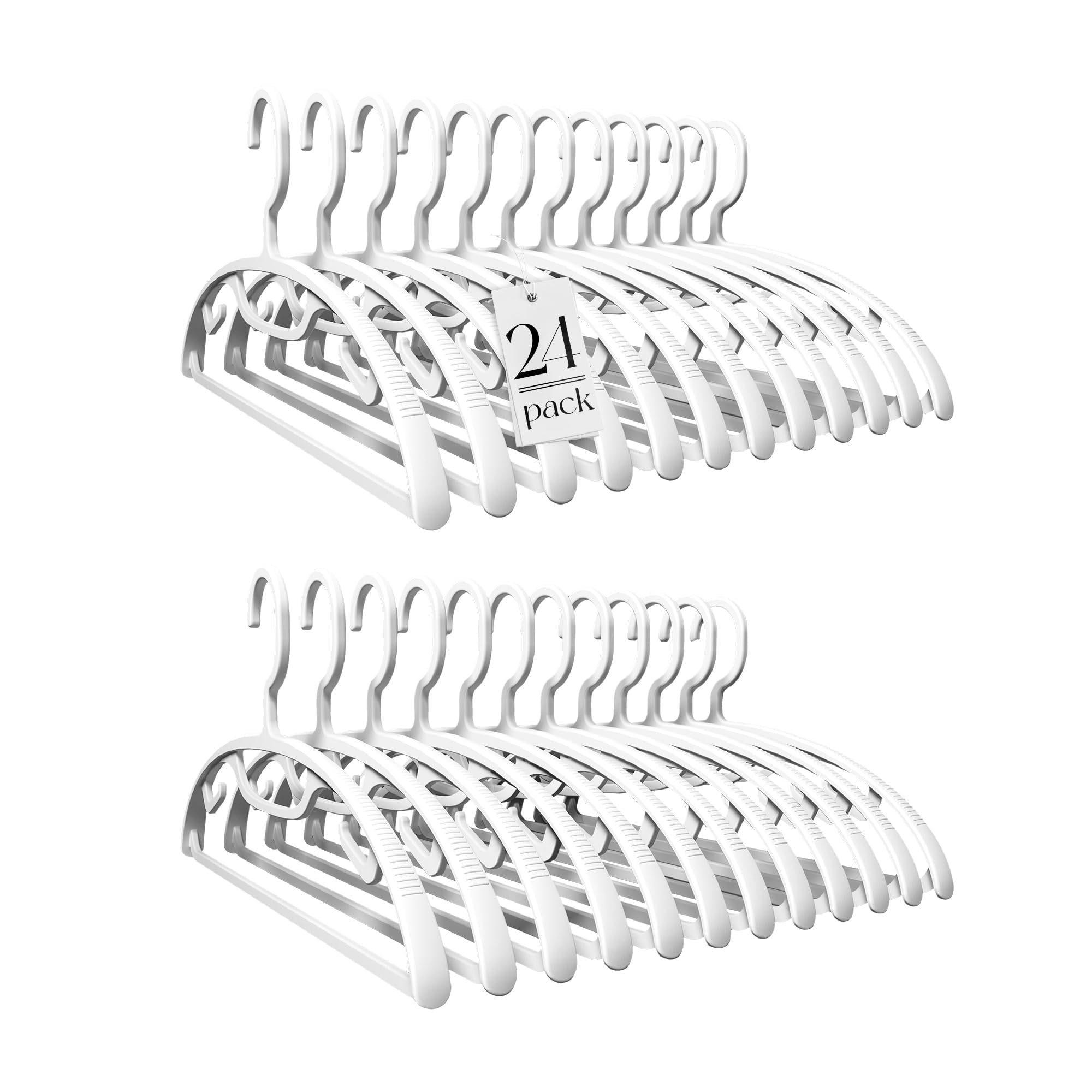 House Day White Plastic Clothes Hangers, Heavy Duty Coat Hangers 24 Pack, Premium Thick Wide Shoulder Suit Hanger With Non-Slip