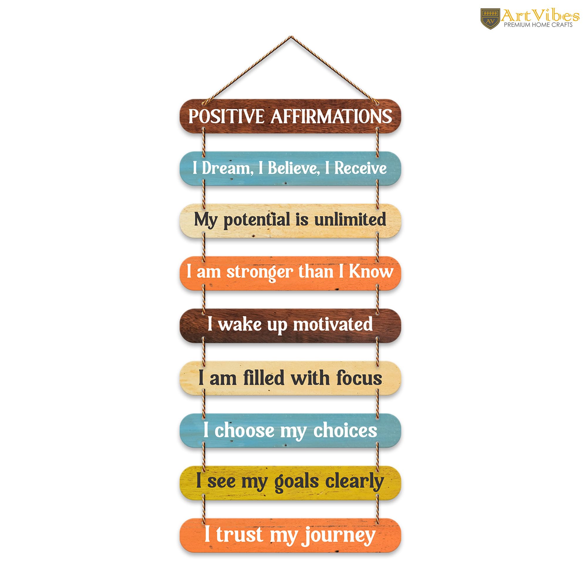 Artvibes Positive Affirmations Printed Wooden Wall Hanging for Home Decorative Items | Living Room | Gifts | Wall Artwork For Ha