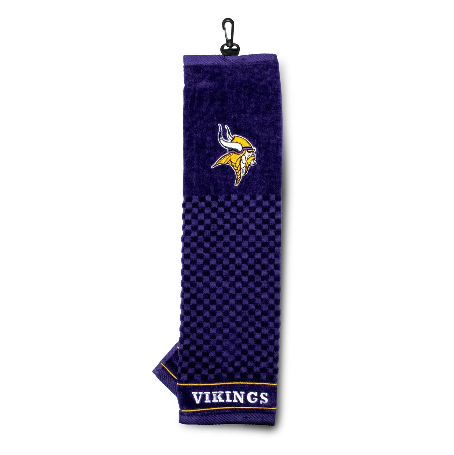 Team Golf NFL Minnesota Vikings Embroidered Golf Towel Embroidered Golf Towel, Checkered Scrubber Design, Embroidered Logo