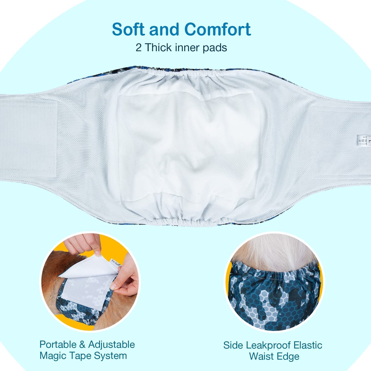 Pet Soft Washable Dog Diapers - Male Dog Belly Bands Diapers For Doggy, Washable Male Dog Belly Wraps 3Pack(S, Army)