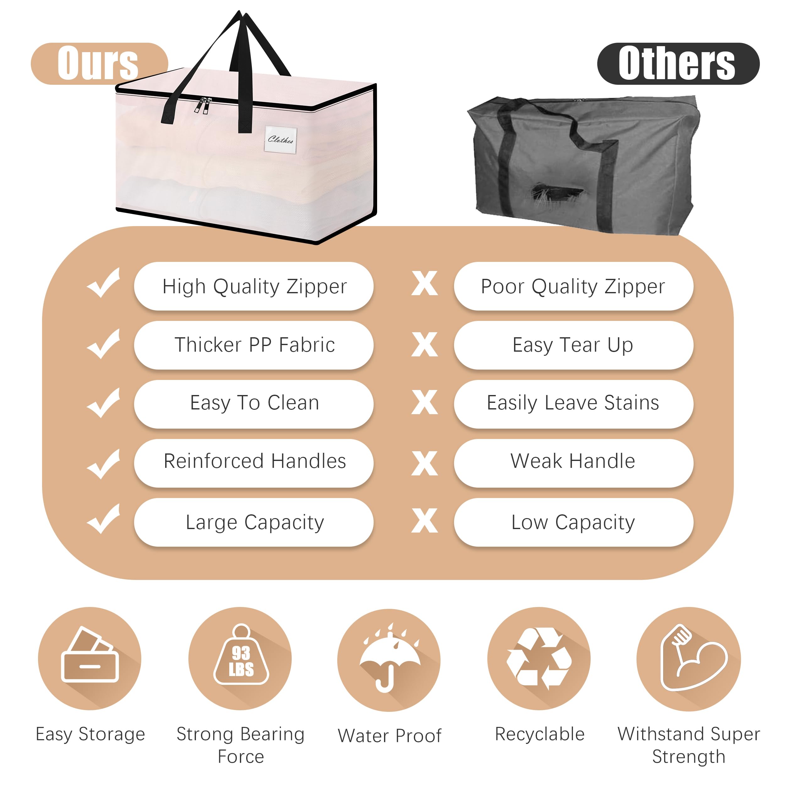 Naturelux Heavy Duty Moving Bags - Extra Large Packing Bags And Storage Totes, Collapsible And Foldable Option For Moving And St