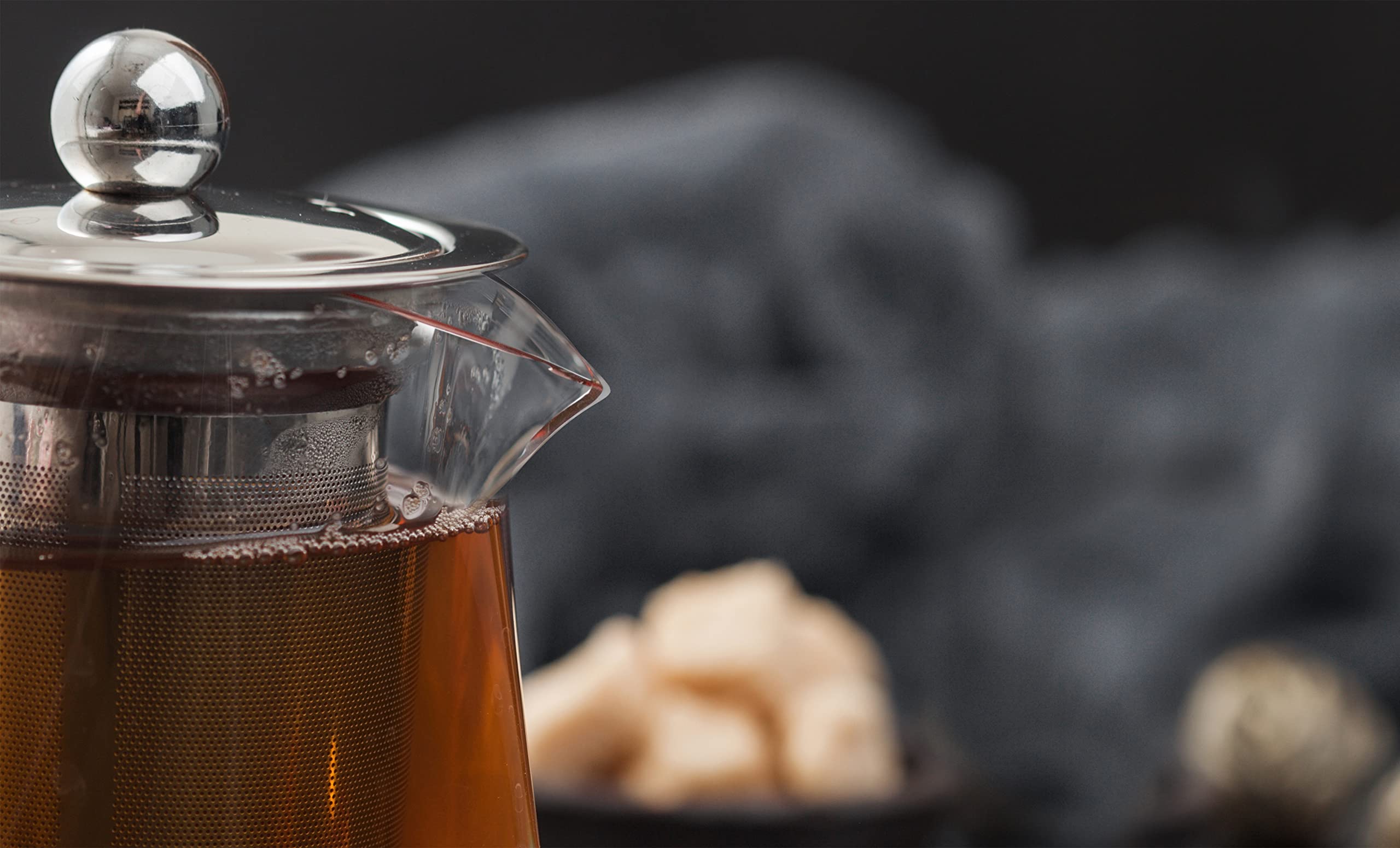 Eternal Living Glass Teapot With Infuser Removable Stainless Steel Strainer And 4 Double Wall Cups, Tea Maker