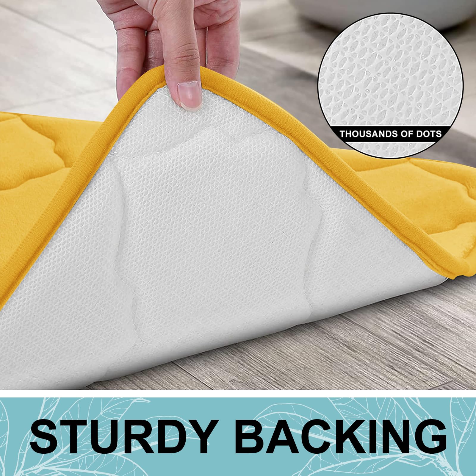 OLANLY Memory Foam Bath Mat Rug 59x24  Ultra Soft Non Slip and Absorbent Bathroom Rug  Machine Wash Dry  Comfortable  Thick Bath Rug Carpet for Bathroom Floor  Tub and Shower  Yellow