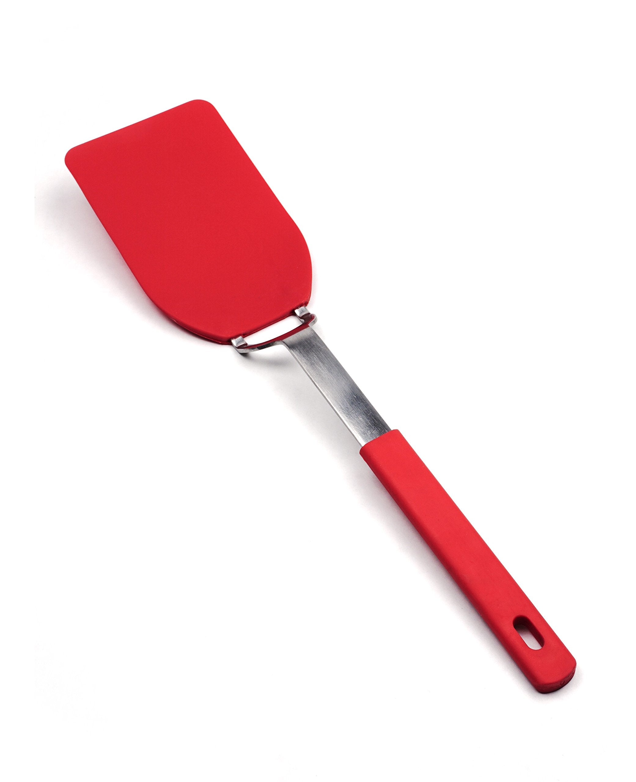 Rsvp International Kitchen Tool Collection Flexible Nylon Spatula, Stainless Steel Handle, 12X2.75'', Red