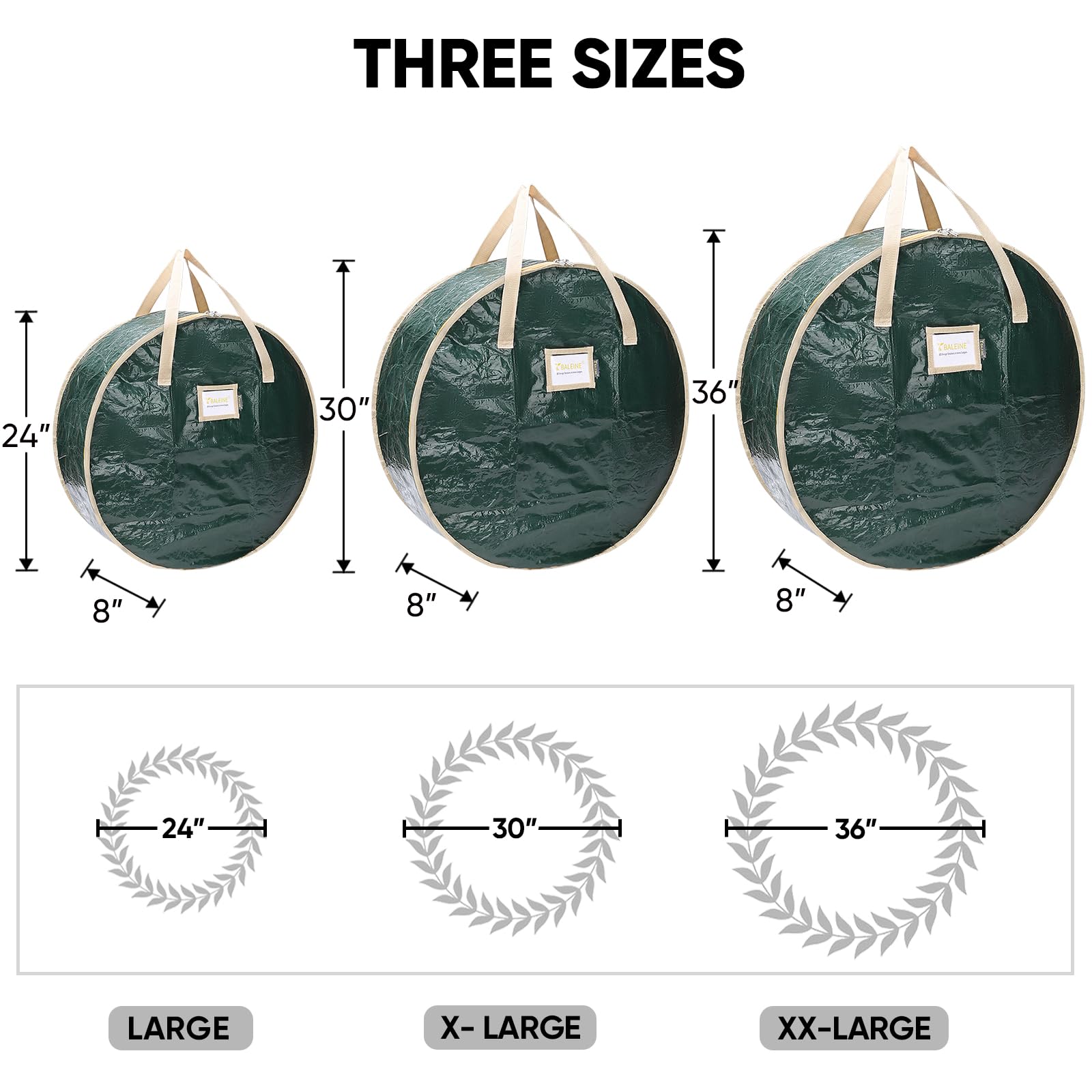 Baleine Wreath Storage Container, 2 Pack Christmas Wreath Storage Bag With Tear Resistant Pe Material And Reinforced Handle For