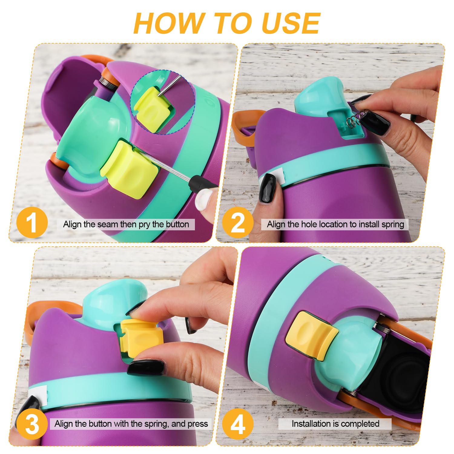 2Pcs Replacement Button Compatible With Owala Freesip 24Oz 32Oz, Water Bottle Lid Mouth Push Switch Top Cap Seal Stopper Replace