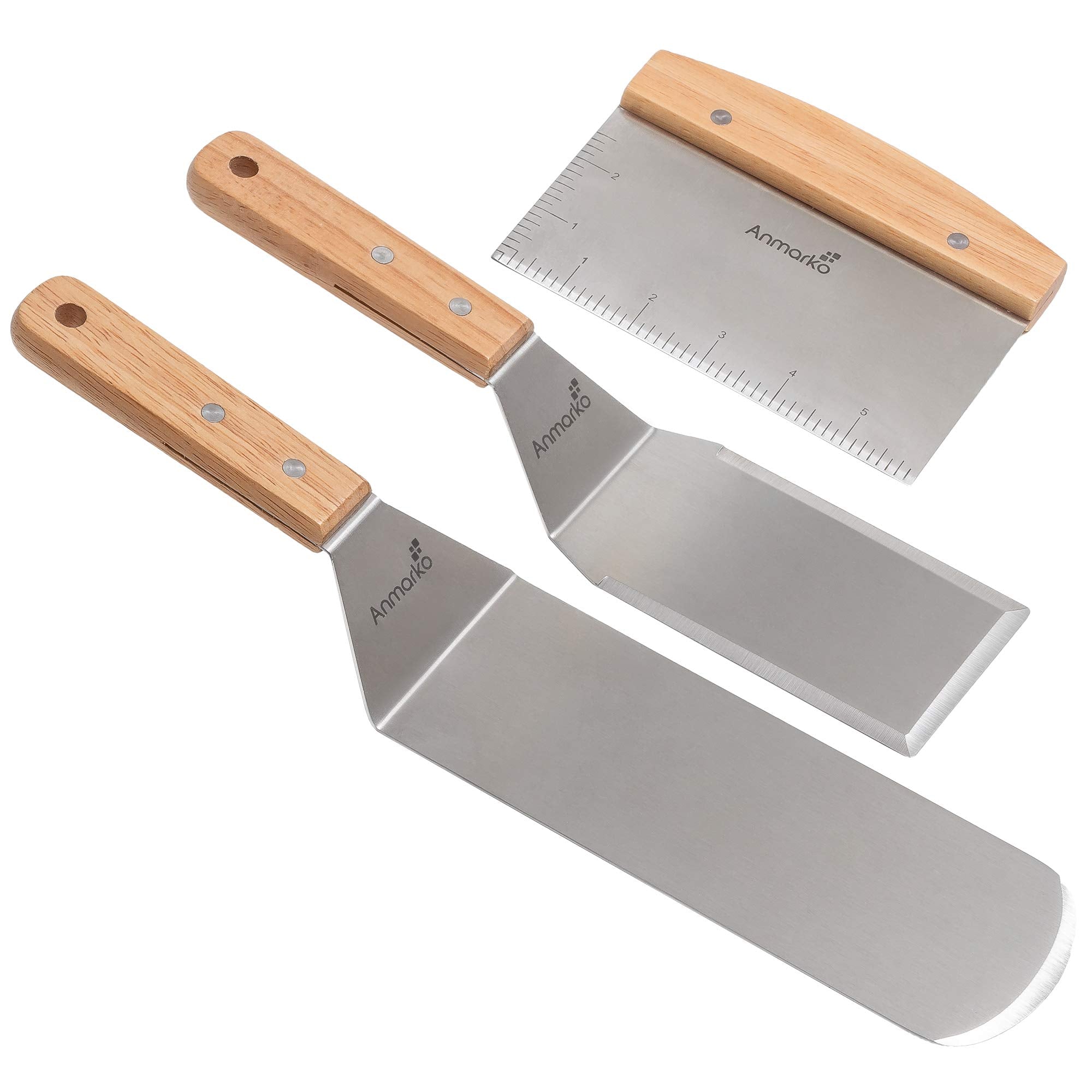 Professional Metal Spatula Set - Stainless Steel Spatula and Griddle Scraper - Heavy Spatula Griddle Accessories Great for Cast 