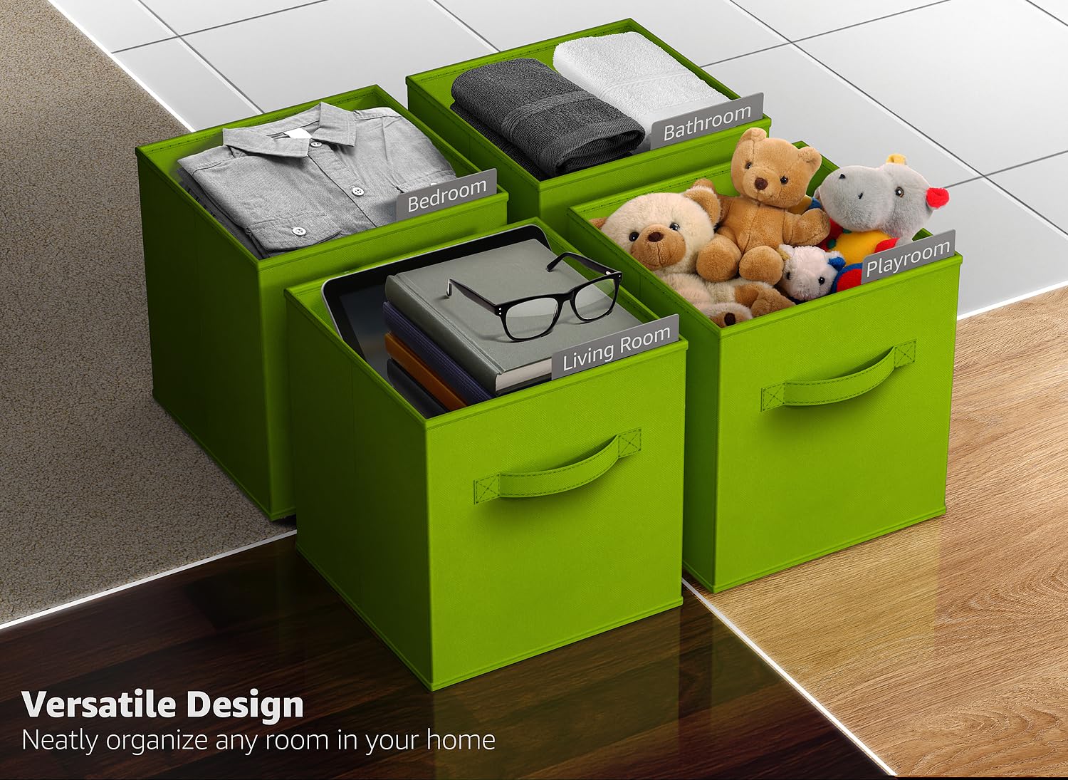 Sorbus Foldable Storage Cube Basket Bin (6 Pack, Green)