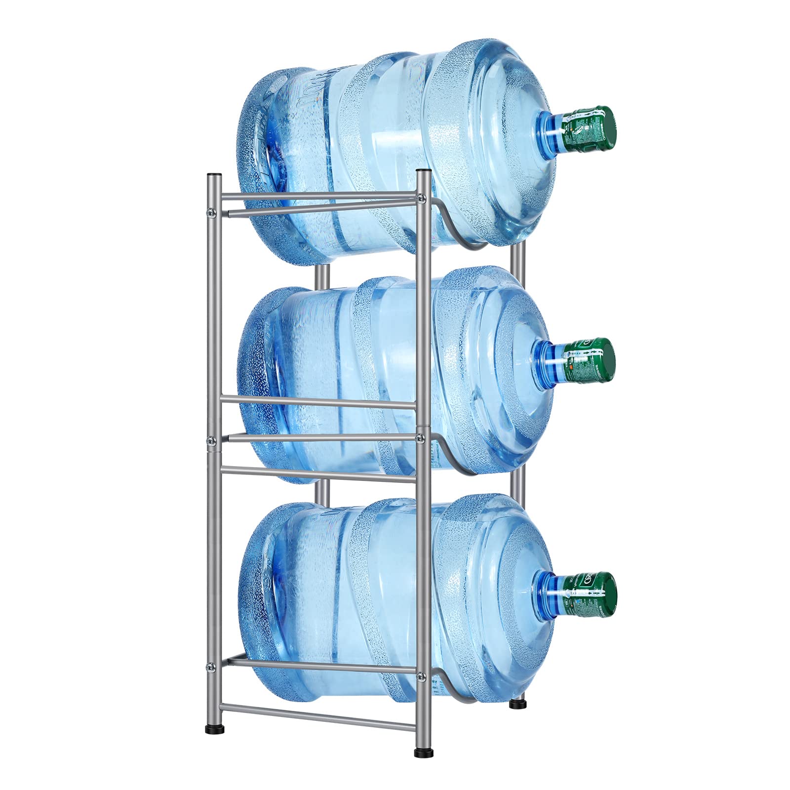 Mooace 3-Tier Water Jug Rack, 5 Gallon Detachable Water Bottle Holder Organizer Storage Rack, Silver
