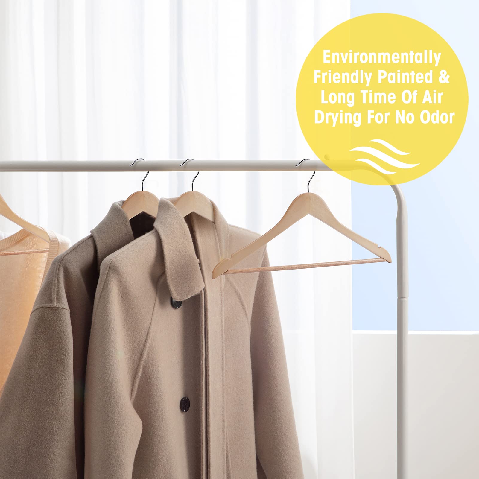 UINICOR Wooden Hangers - 20 Pack - Slim Wooden Suit Hangers Coat Hangers for Closet  Heavy Duty Hangers Precisely Cut Notches Wood Hangers Clothes Hangers for Shirt Suit Dress Light Natural