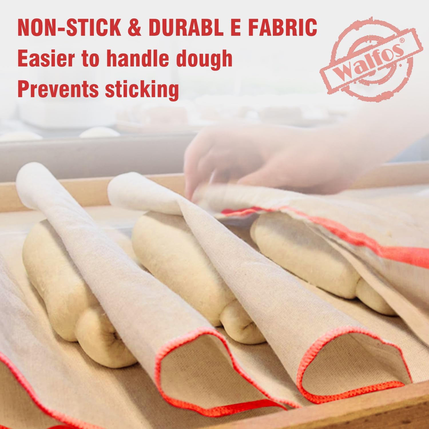 Walfos Professional Proofing Cloth, 29''X17'' Heavy Duty Bakers Dough Couche, Natural Cotton, Shaping Tool For Baguettes, Loaves