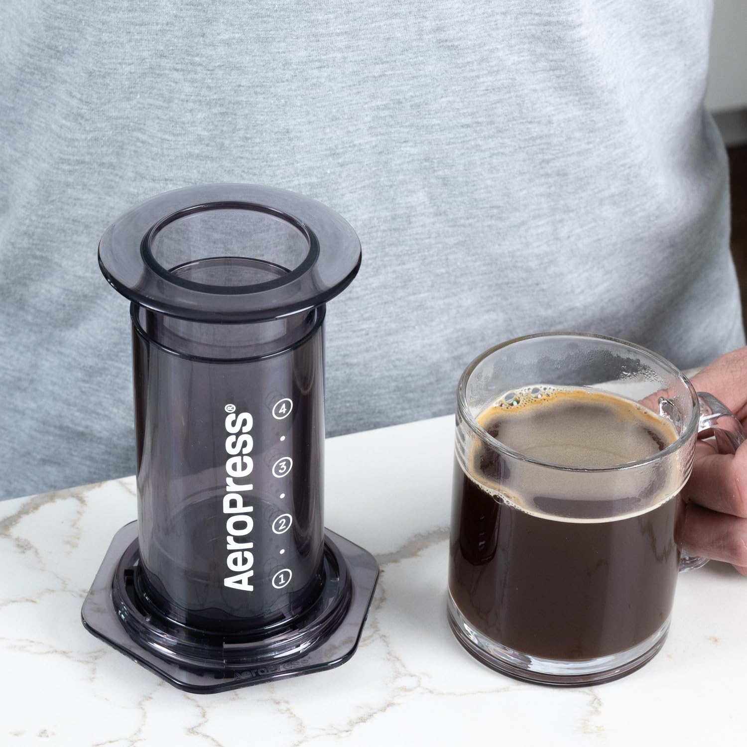 Aeropress Clear Black Coffee Press - 3 In 1 Brew Method Combines French Press, Espresso, Full Bodied Coffee Without Grit Or Bitt