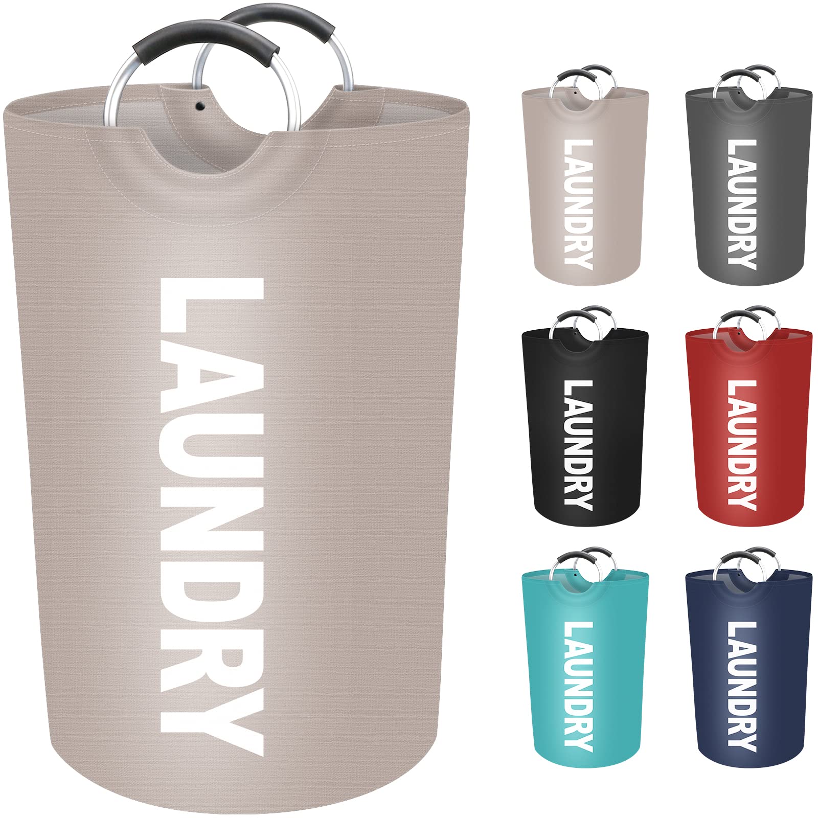 Epictotes 115L Large Laundry Basket, Freestanding Waterproof Laundry Hamper, Collapsible Folding Tall Clothes Hamper, Easy Carry