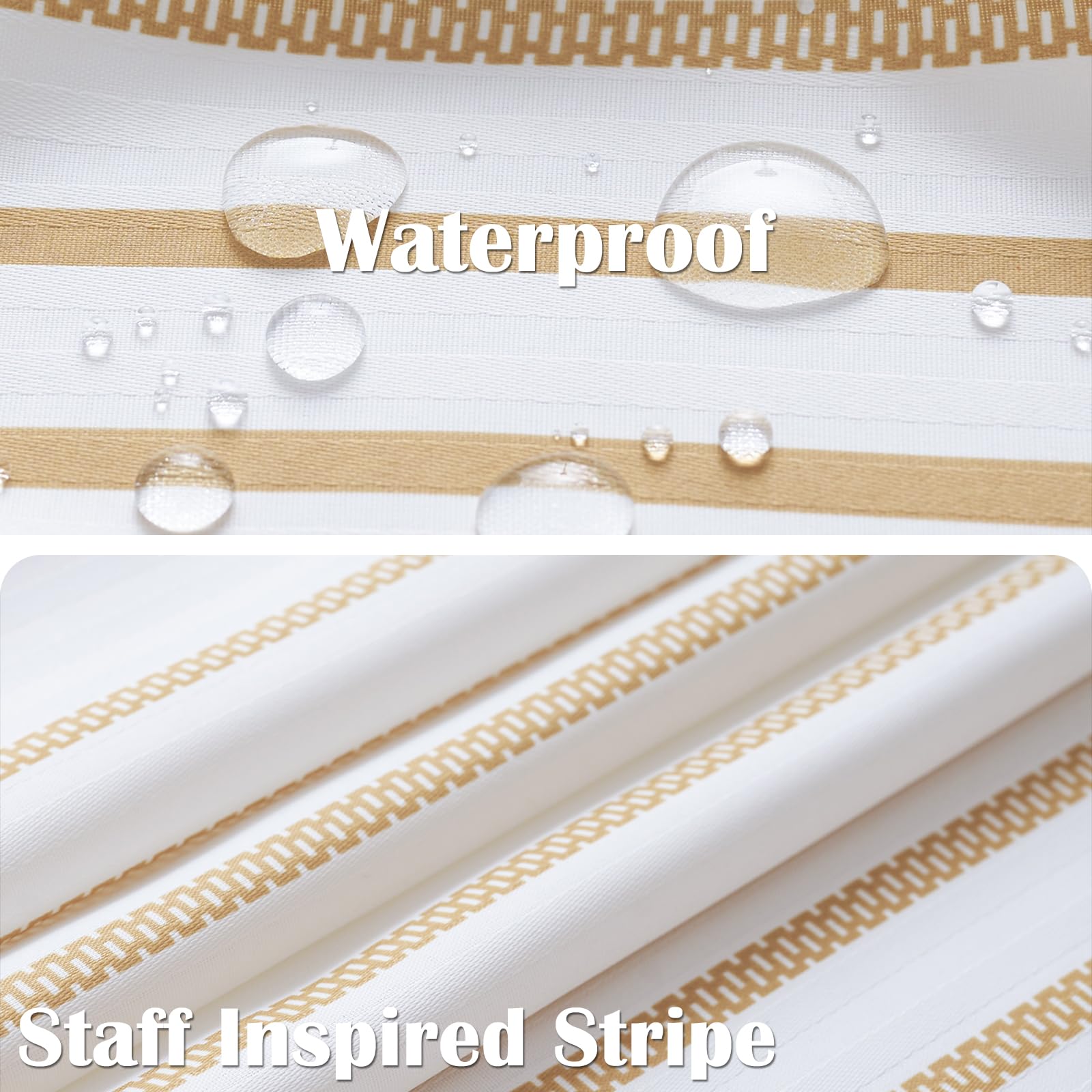 Jinchan White Shower Curtain With Taupe Stripe Fabric Shower Curtain For Bathroom Modern Striped Shower Curtain Watercolor Water