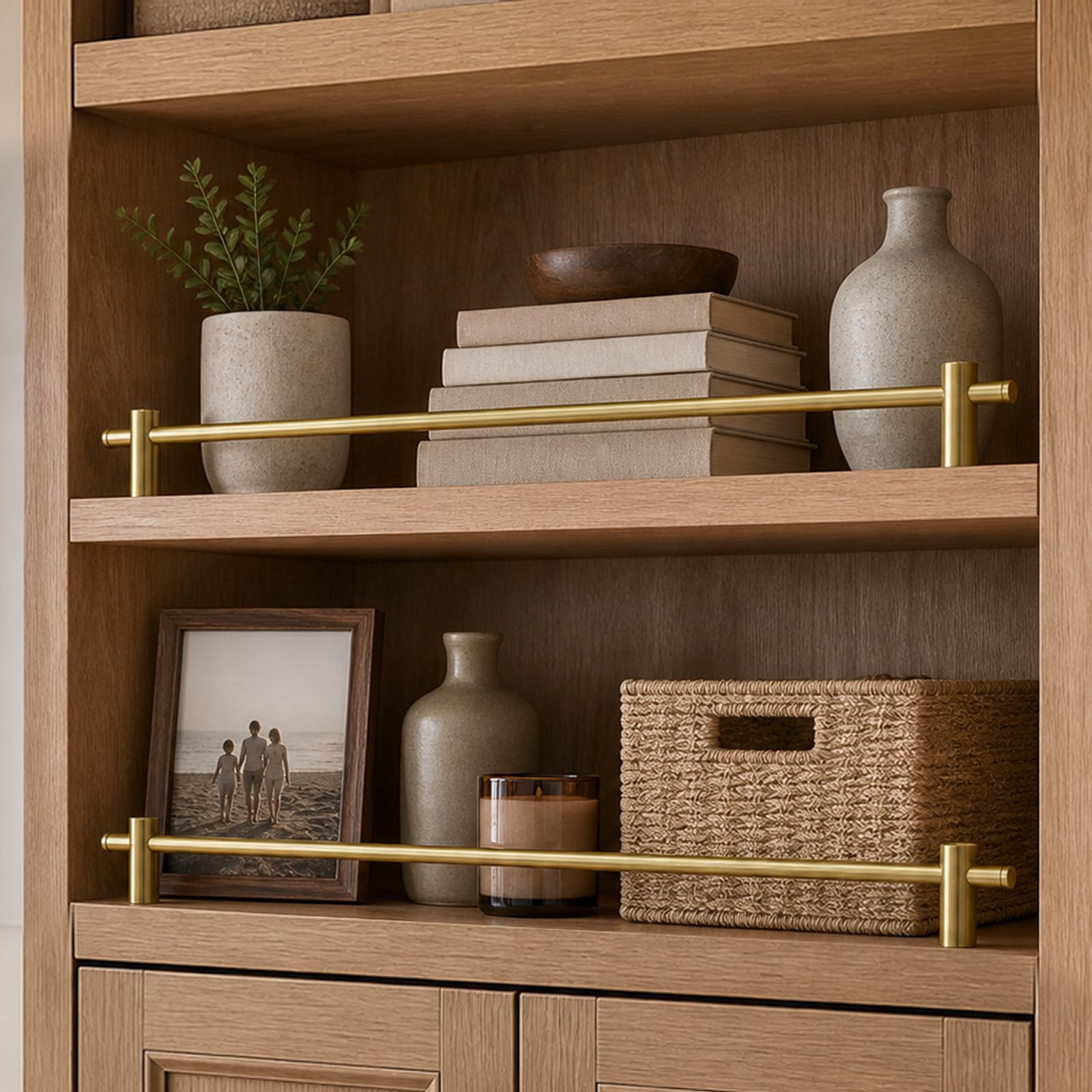 Awvob Gold Gallery Rail for Shelves, 22 Inch, 2 Pack