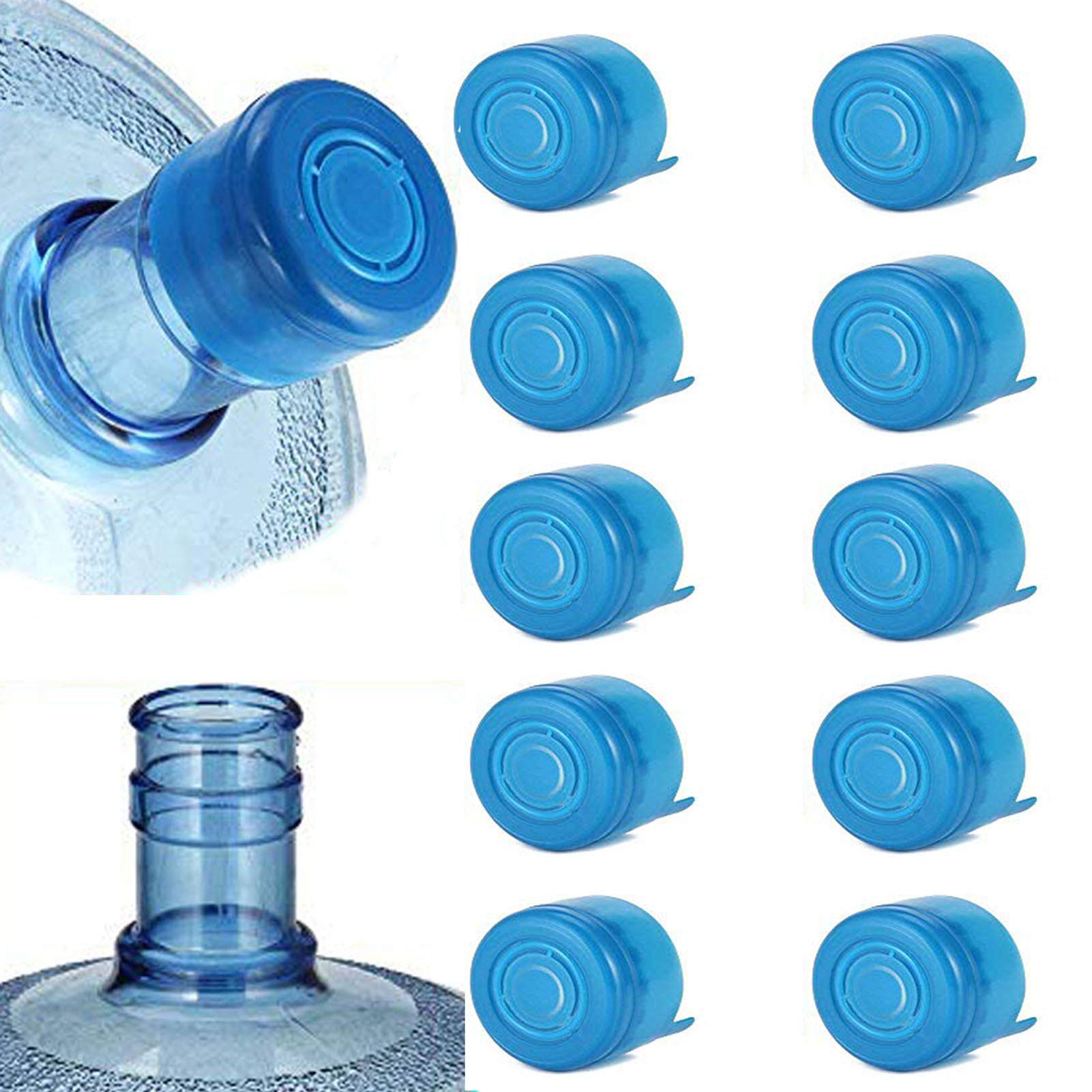 Winbob 10Pcs 55Mm 3 And 5 Gallon Non-Spill Caps,Replacement Water Bottle Snap On Cap Anti Splash Peel