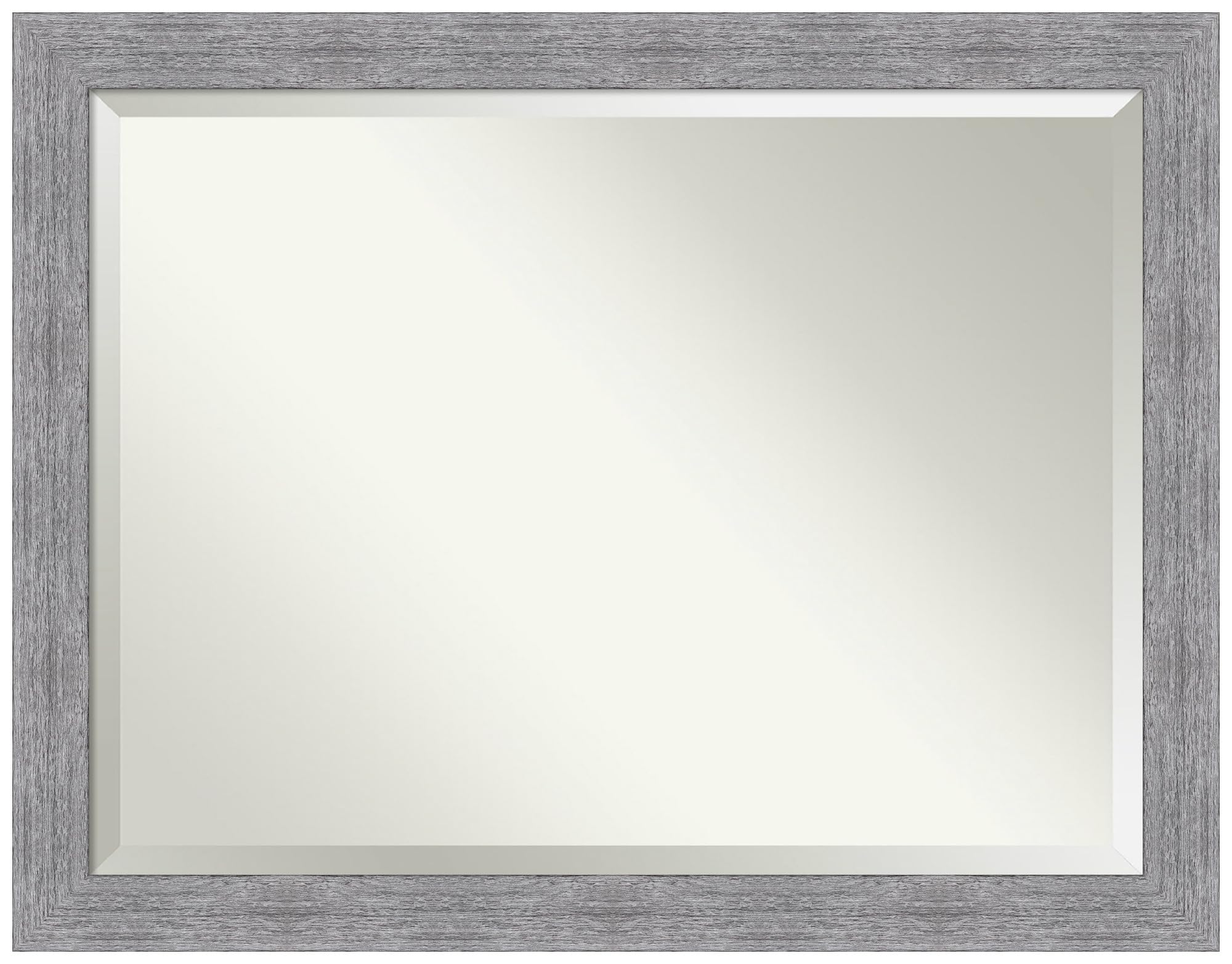 Amanti Art Bathroom Mirror, Bark Rustic Grey Wall Mirror For Use As Bathroom Vanity Mirror Over Sink (35.25 X 45.25 In.) Beveled