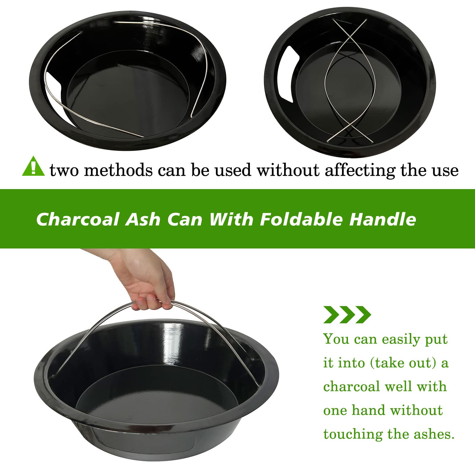 Kamaster Ash Can With Handle For Xlarge Big Green Egg,Charcoal Ash Collector Must Haves Big Green Eggs Accessories Carbon Steel