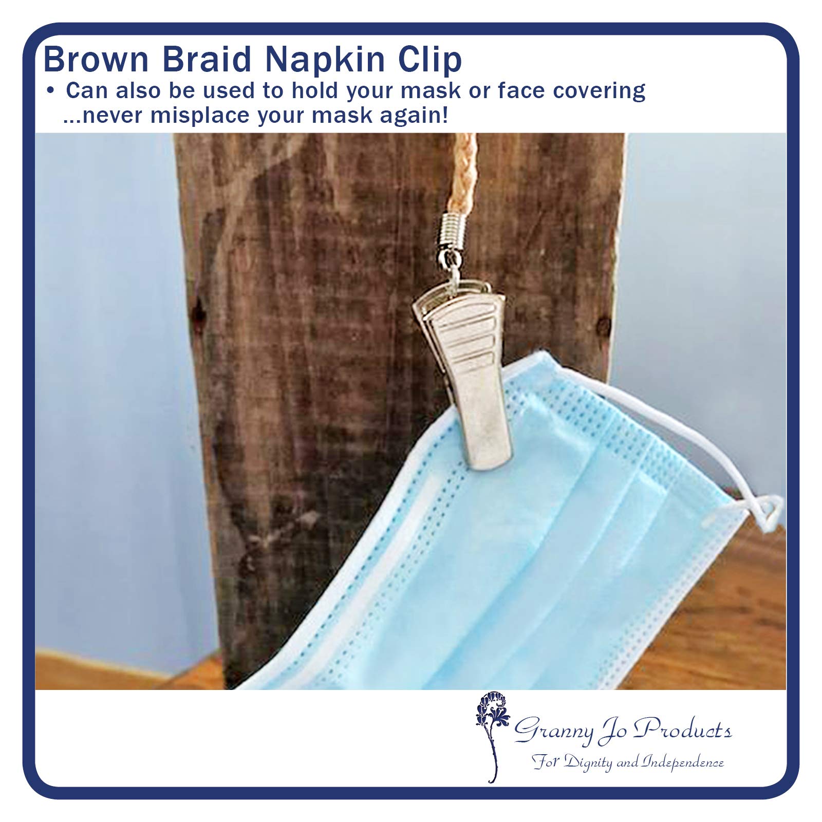 Granny Jo Products Braid Napkin Clip, Brown