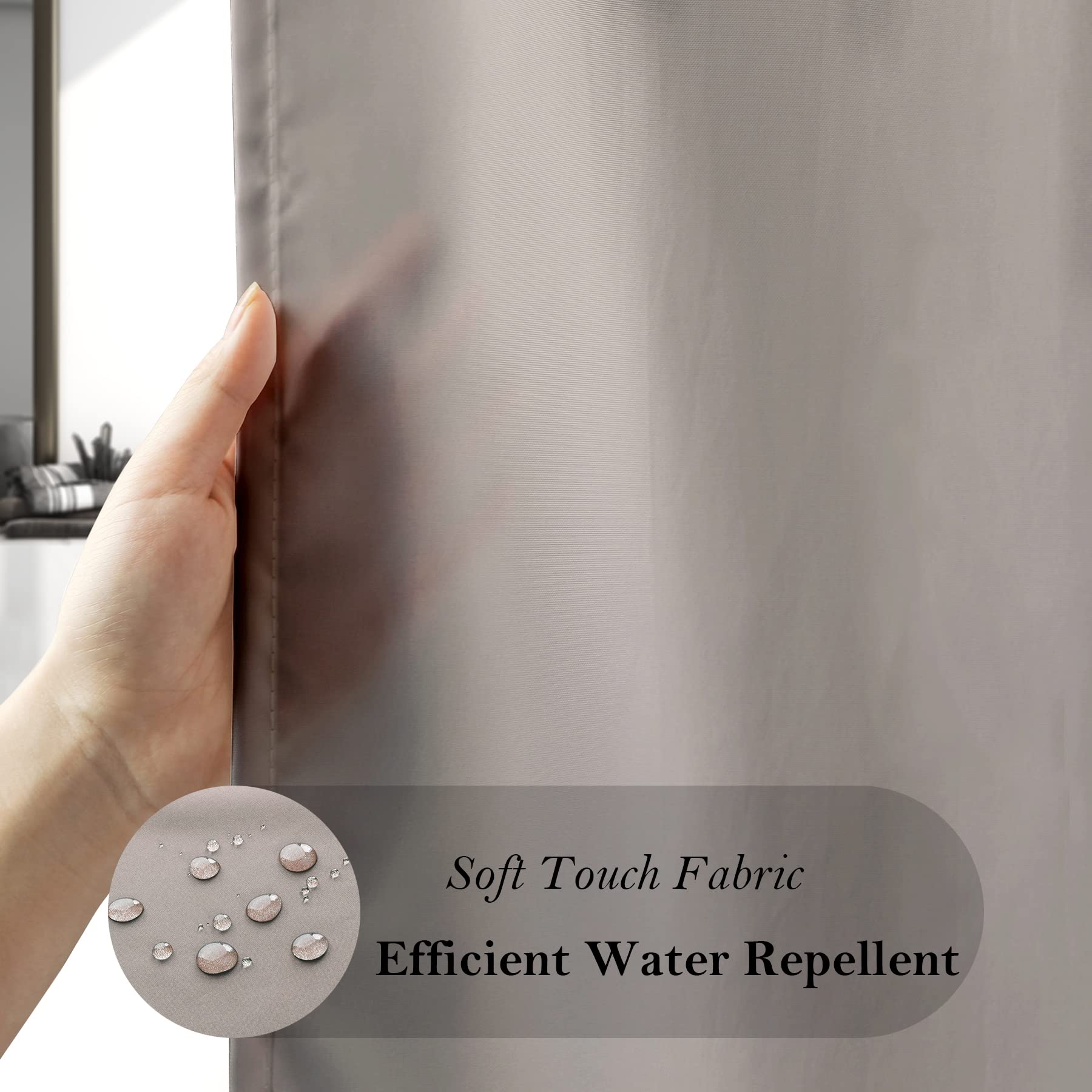 Aoohome 72X96 Inch Fabric Shower Curtain Liner, Water Repellent Extra Long Bathroom Curtain For Hotel With Hooks, Weighted Hem,