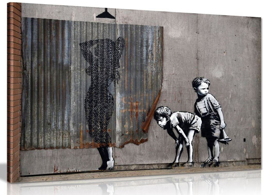 Exposed Kids Banksy Dismaland Canvas Wall Art Picture Print (12X8In)