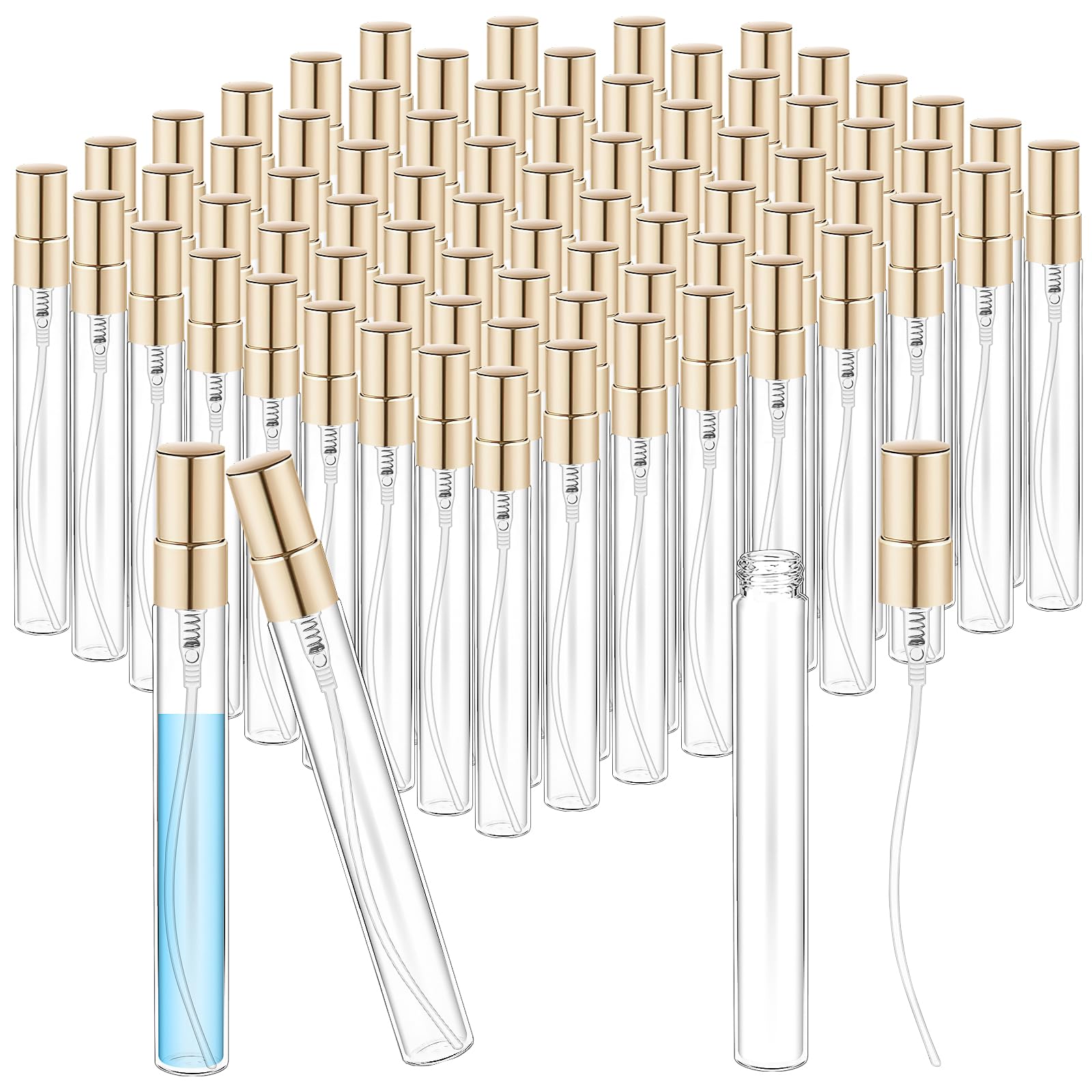 meiloly Mini Spray Bottles Bulk 10 ml Clear Glass Perfume Bottles Refillable Fine Mist Perfume Atomizer Portable Empty Sample Co