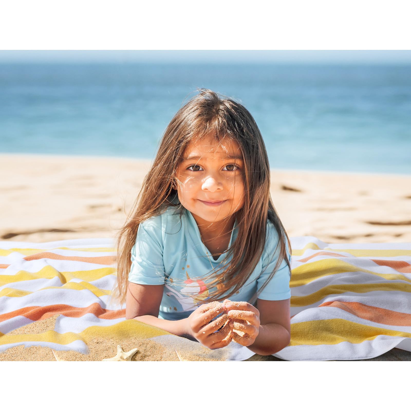 Bornbay Large Beach Towel Oversized - 40''X70'' Big Cute Beach Towels, Extra Large Plush Thick Pool Towel, Xl Wide Fluffy Yellow