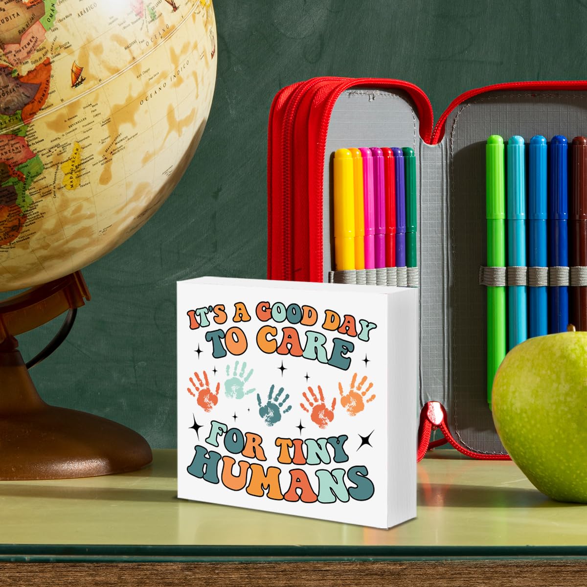 Teacher Gifts, Appreciation Gifts for Daycare Kindergarten Preschool Teacher It's a Good Day to Care for Tiny Humans Wood Block