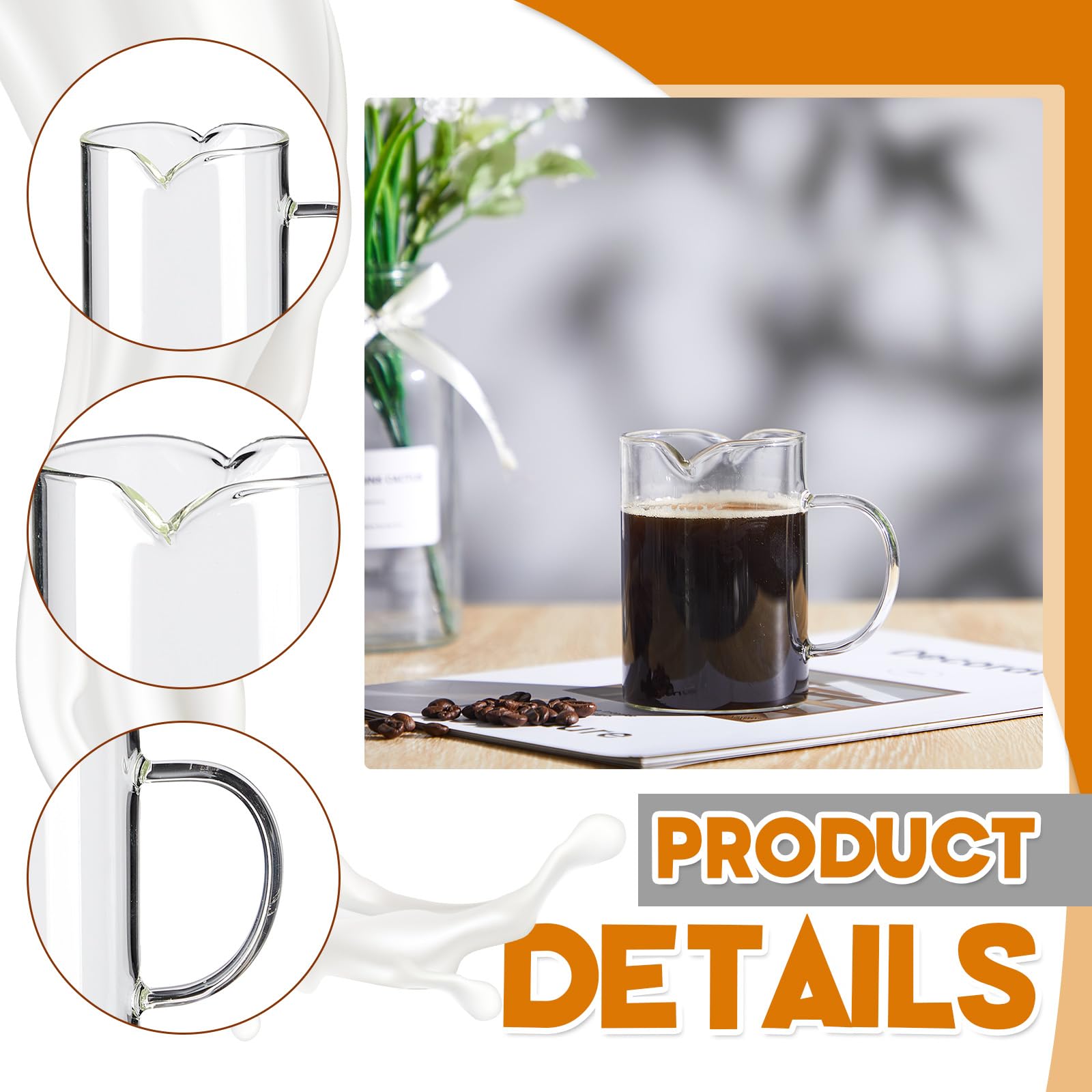 Leinuosen 2 Pcs Glass Pitcher Elegant Shaped Glass Creamer Pitcher Glass Tea Pitcher Coffee Milk Creamer Pitcher Creative Milk F