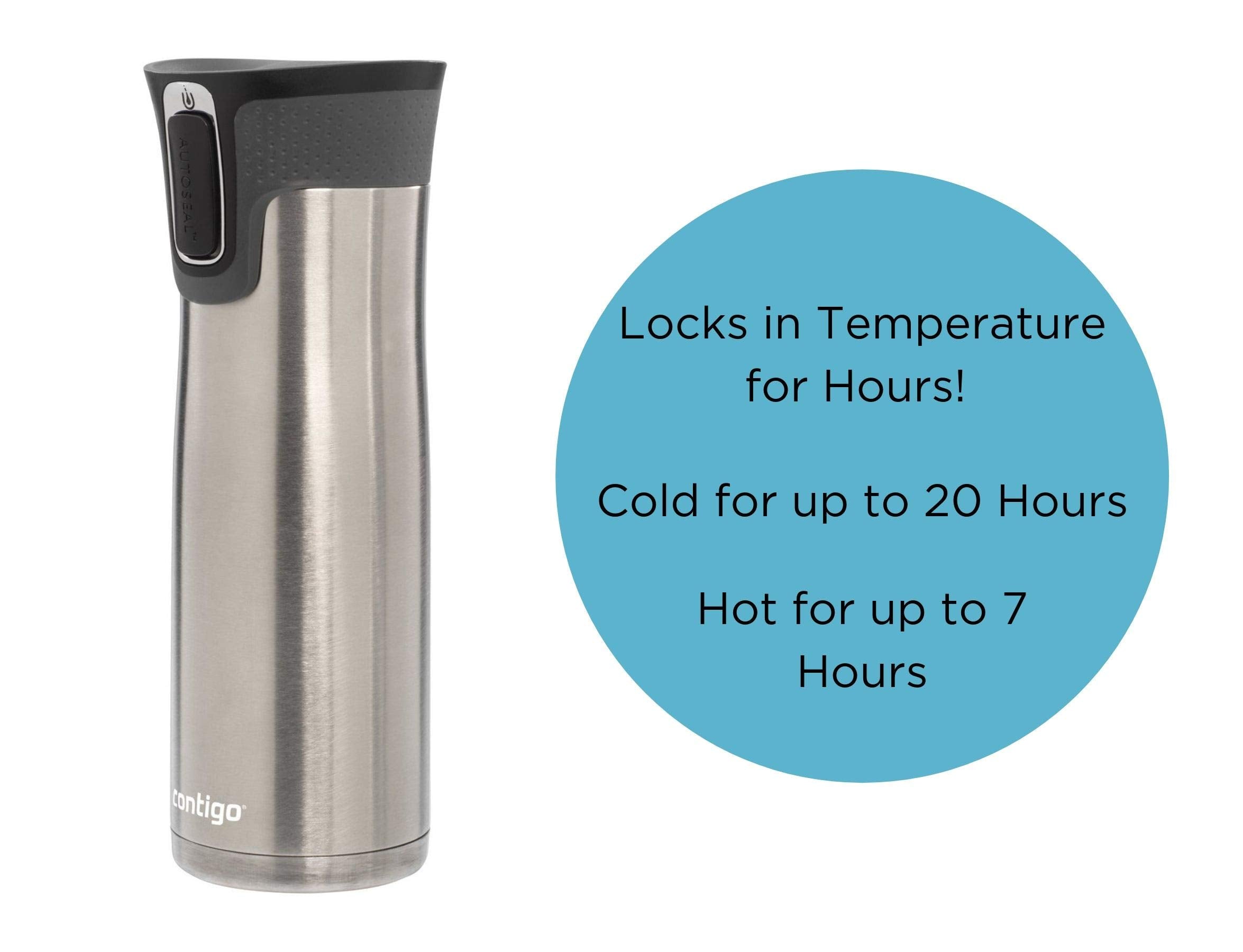 Contigo West Loop Stainless Steel 24Oz Vacuum-Insulated Travel Mug, Spill-Proof Lid, Hot Up To 5 Hours And Cold Up To 12 Hours