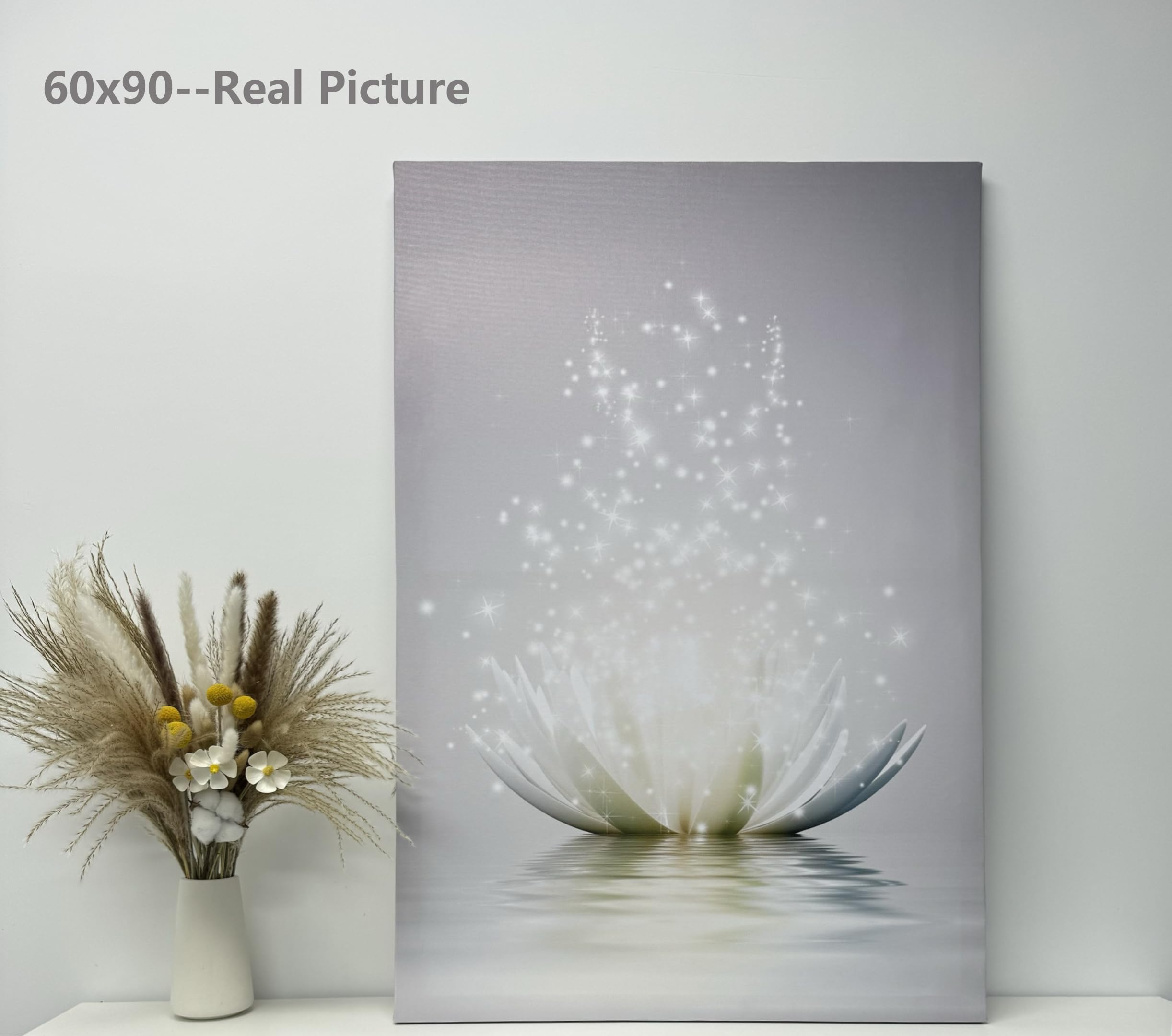 Lotus Floral Canvas Prints Art For Zen Office Decor Wall Art Meditation Pictures Modern Artwork Painting Framed Ready To Hang(20