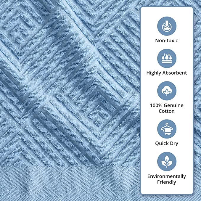 100% Cotton Soft Bath Towels Set | Quick Dry And Highly Absorbent, Textured Bath Towels 27'' X 54'' (4 Pack)