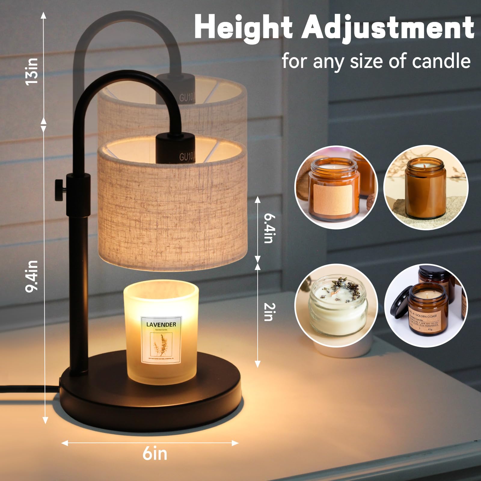 FINCMY Candle Warmer Lamp with Timer, Dimmable Candle Wax Warmer Candle Lamp with 2 Bulbs, House Warming Gifts Brithday Gifts fo