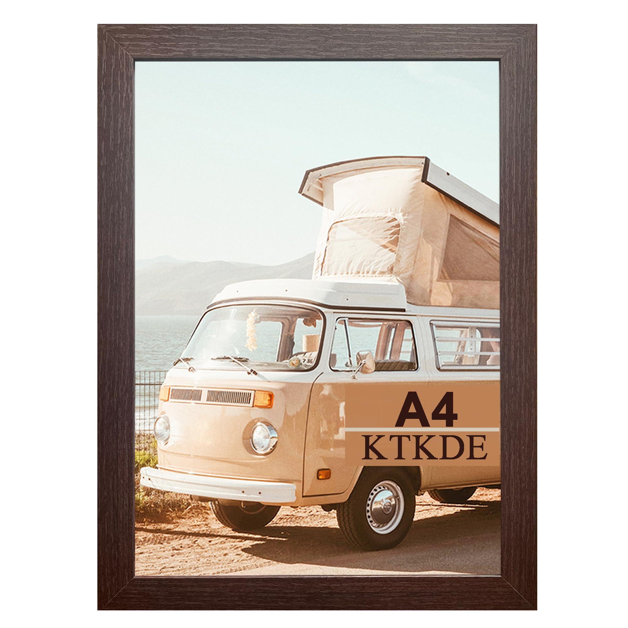 KTKDE A4 Walnut file frame, 8.3x11.7 Certificate frame, Plexiglass Gallery wall hanging wall and table best gift