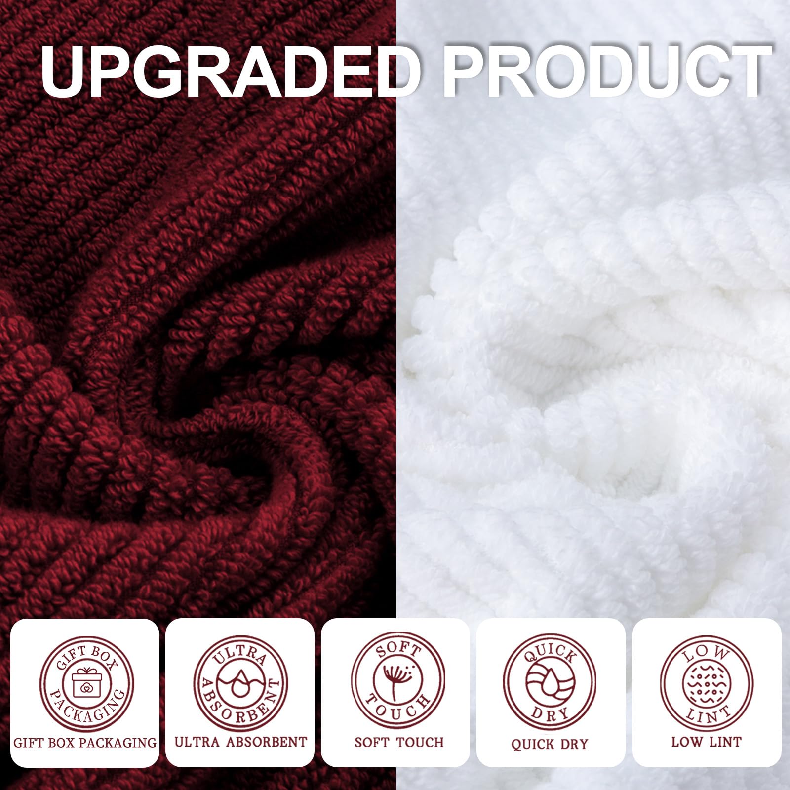 Towels Bathroom Set - 100% Cotton | Quick Dry | Soft | Thick, Towel Set Of 6, 2 Large Bath Towels 30''X56'', 2 Hand Towels 18''X