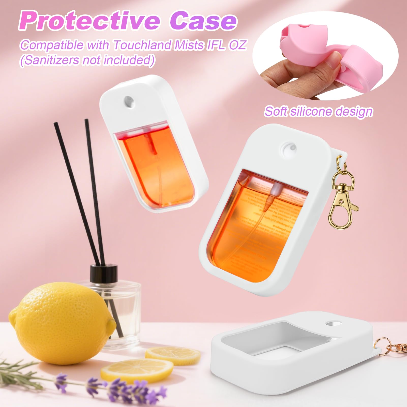 Aiersa Hand Sanitizer Spray Case Compatible With Touchland, Silicone Hand Sanitizer Case Holder With Keychain For Touch Land Mis