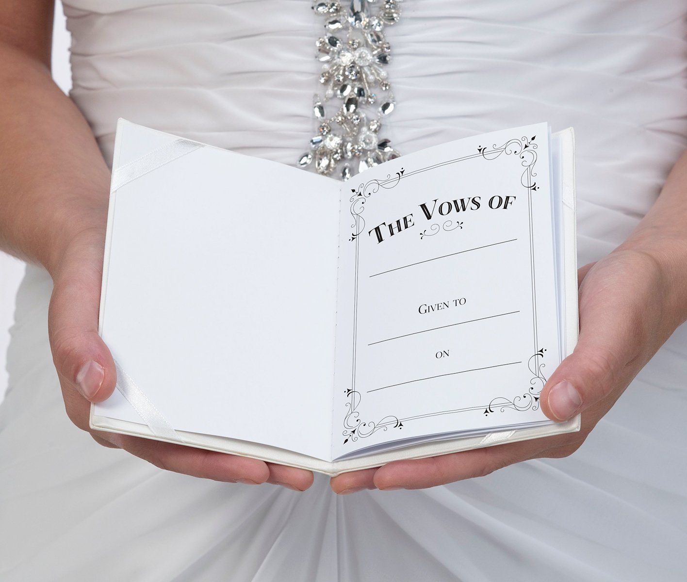 Lillian Rose Wedding Ceremony Silver Satin Vows Books, White