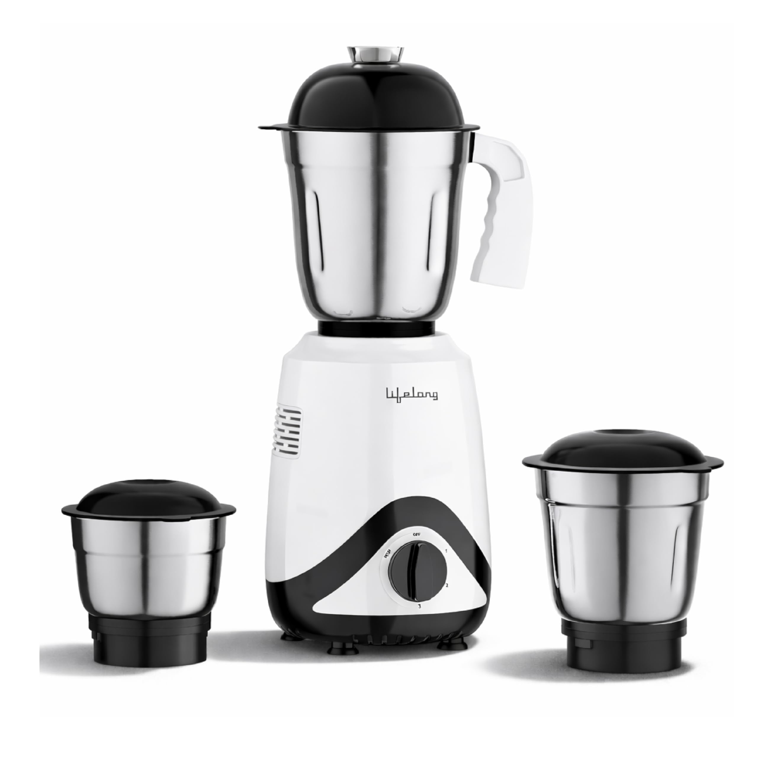 Lifelong Power Pro Vx 500W Mixer Grinder | 3 Versatile Stainless Steel Jars (1.5L, 0.85L, 0.4L) | Ss Blades, 3 Speed Settings Wi
