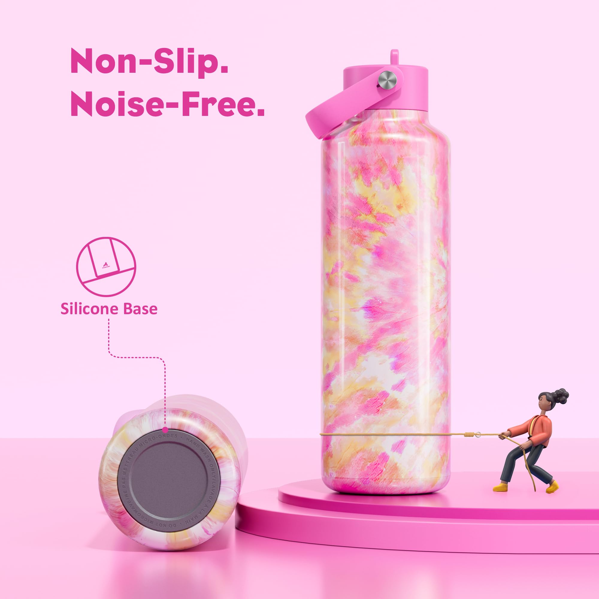 24 oz Vacuum Water Bottle for School: Lightweight, Leakproof, Flex Cap, BPA-Free, Cupholder Friendly, Vacuum Flask with Straw fo