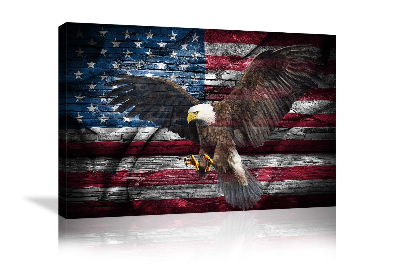 Urttiiyy Retro American Flag Bald Eagle Usa Military Wall Art Canvas Prints Thin Blue Red Line Home Decor Pictures For Living Ro