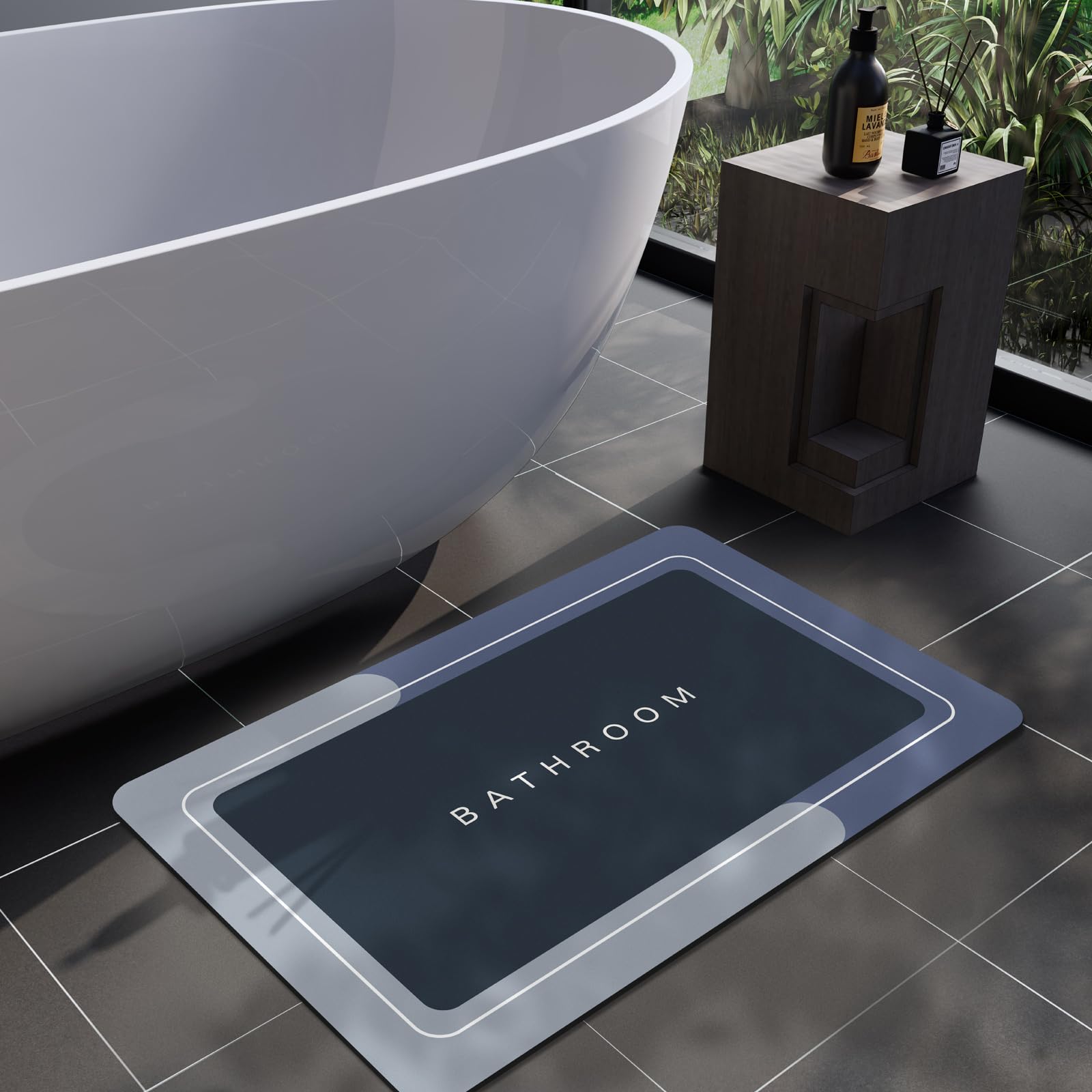 Deparnit Bath Mat, Bathroom Rugs Super Absorbent Shower Mats Quick Dry Thin Rubber Mats For Bathroom Floor, Bath Mat For Bathroo