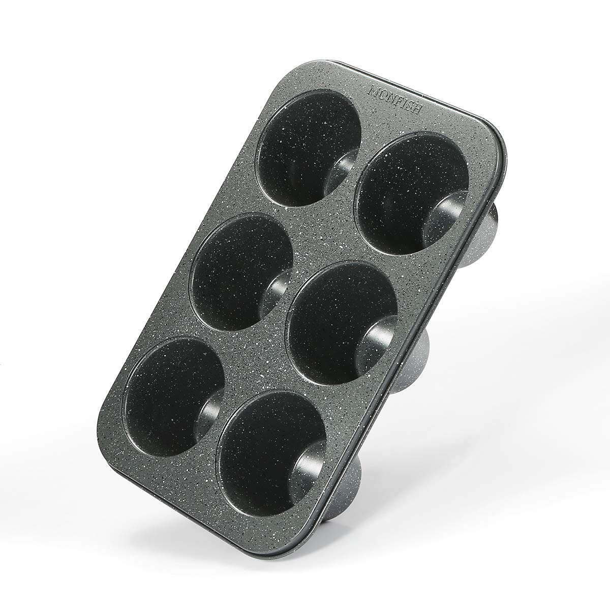 Monfish Jumbo Muffin Pan 6 Cup Carbon Steel Gray Stone Non Stick Coating Muffin Tin 3.5Diax3Inch Cup