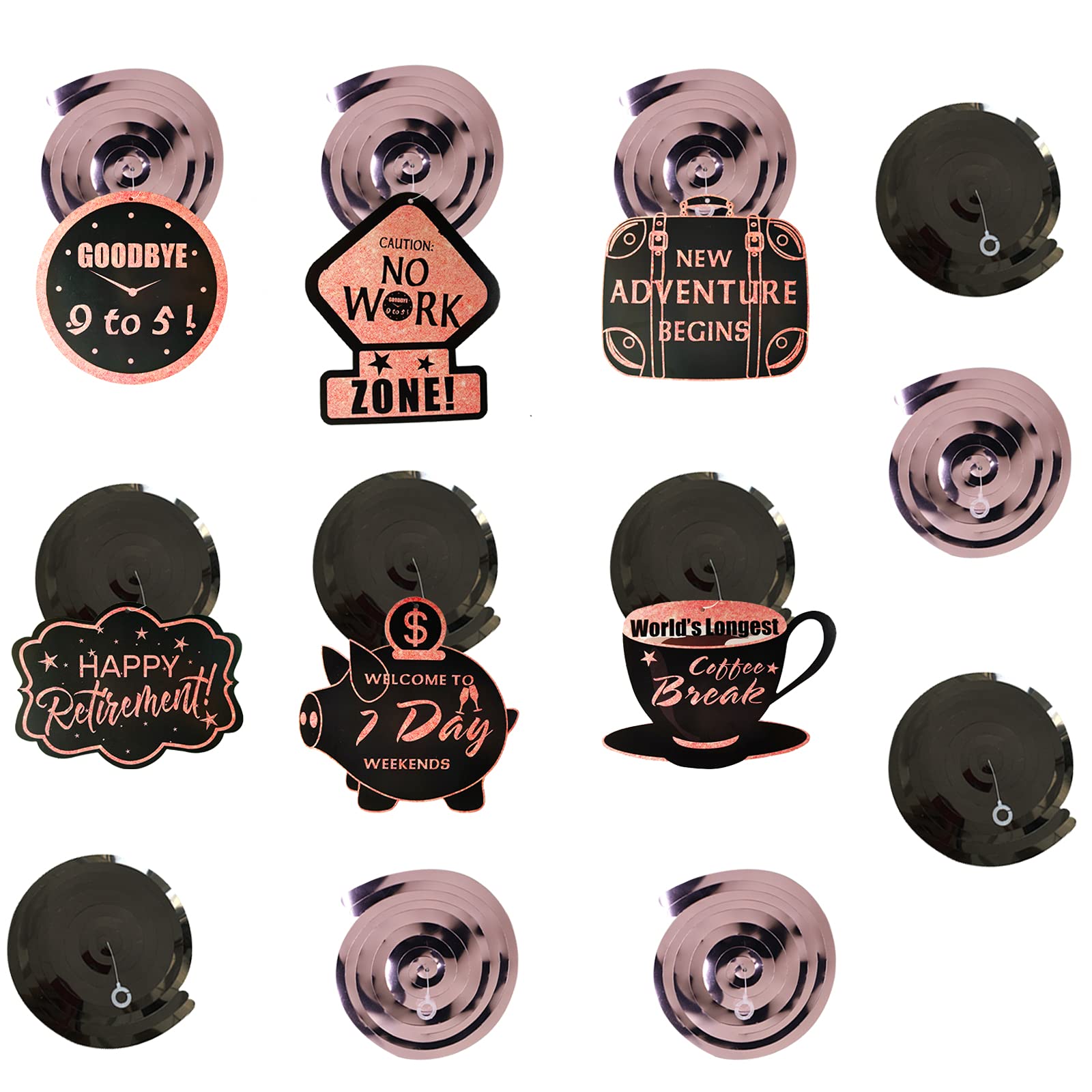 Retirement Party Decorations For Women Black Rose Gold Happy Retirement Banner And Swirls With Rose Gold Confetti Balloons Kit F