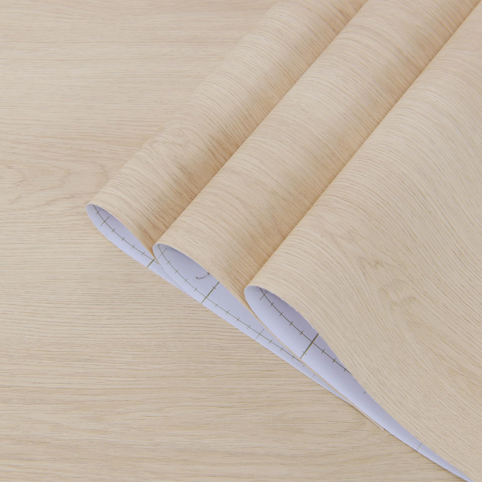 TOTIO Rice Yellow Wood Grain Contact Paper Walnut Textured Peel and Stick Wallpaper 16x354inch Air Guide Slot Design Matte Thick