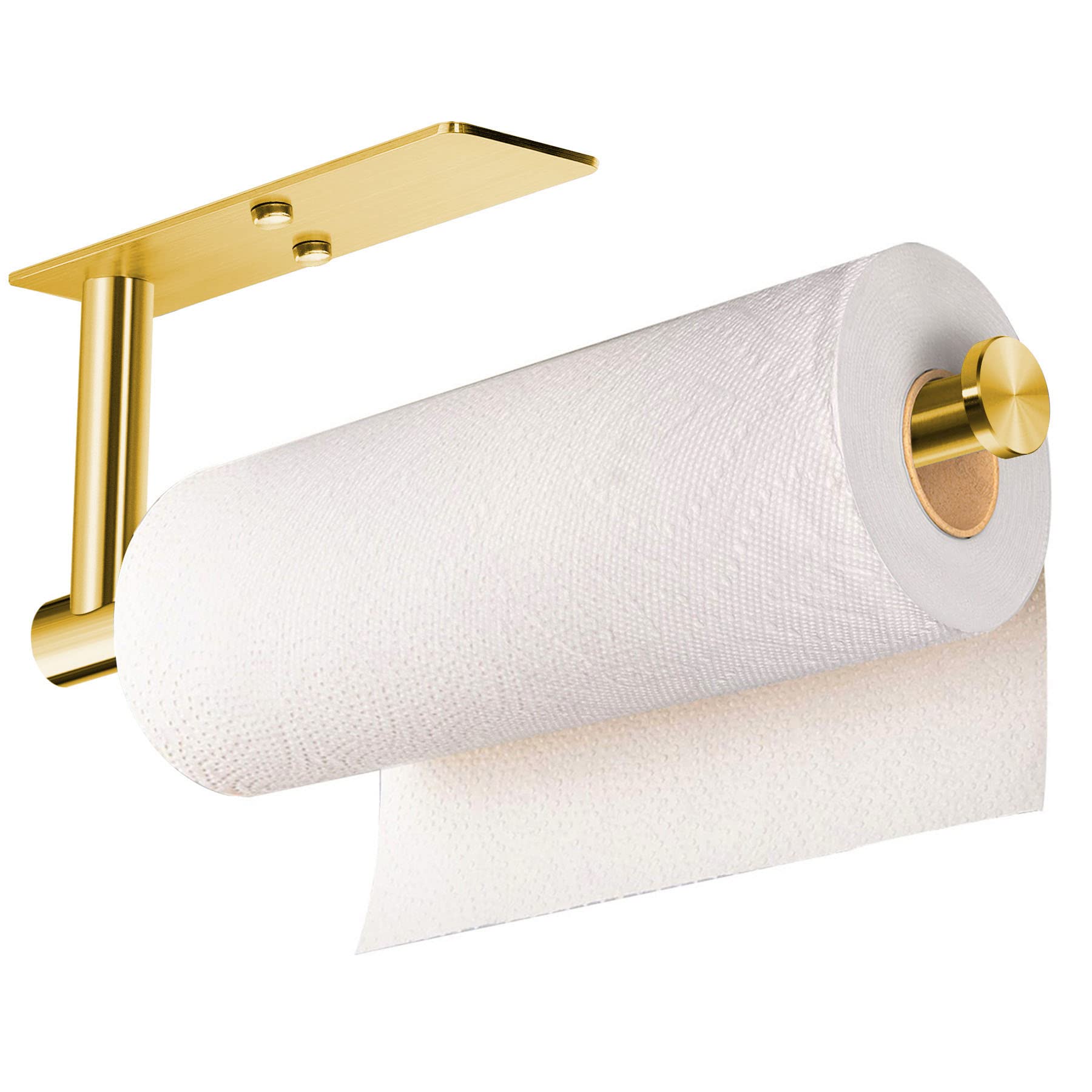 Vaehold Adhesive Paper Towel Holder Under Cabinet Mount (Gold)