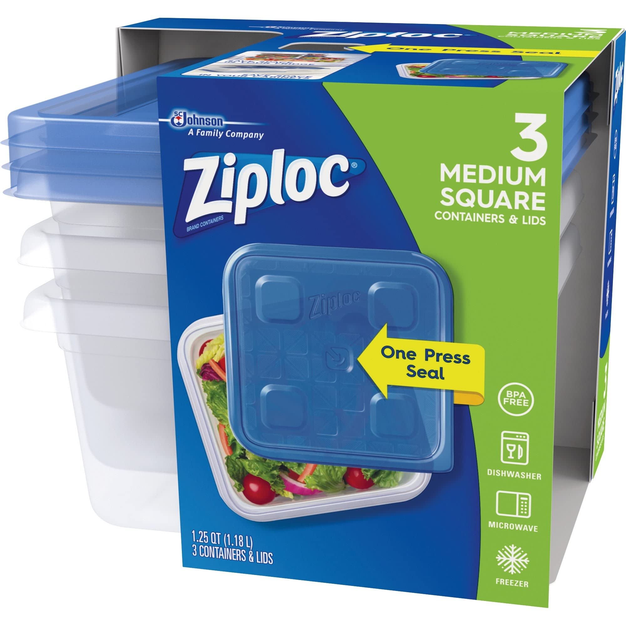 Ziploc Plastic Food Storage Container Set, Clear, Pack Of 3
