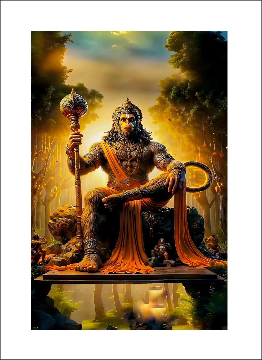 Anabia Decor Shree Veer Bajrang Bali Wall Poster For Livingroom, Bedroom, Office, Kidsroom (Size - 30 Cm X 45 Cm)