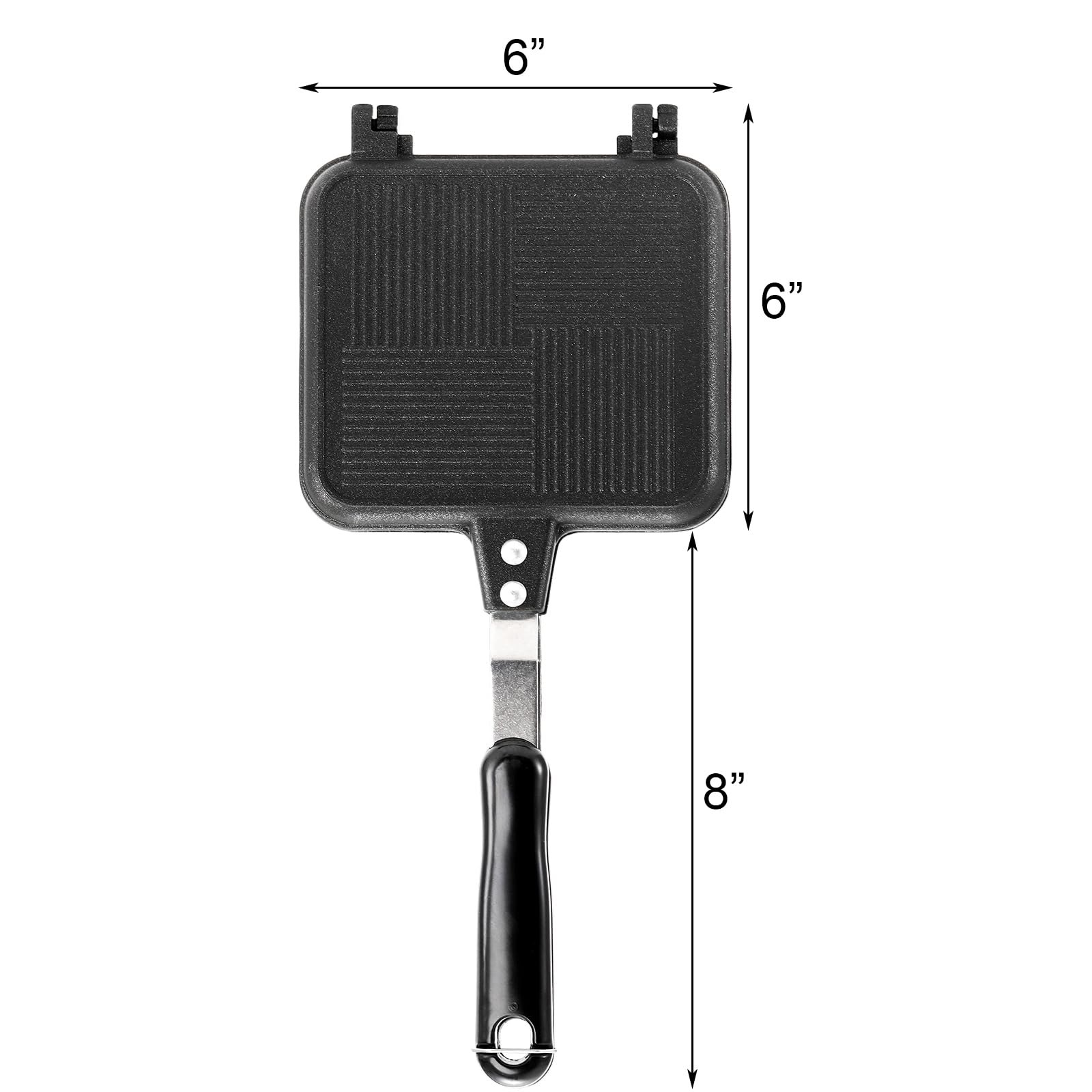 Elsjoy Non-Stick Hot Sandwich Panini Maker with Handle  Aluminum Double Sided Frying Pan Detachable Grilled Sandwich Flip Pan  Stovetop Toasted Sandwich Maker Pan for Home  Kitchen  Breakfast