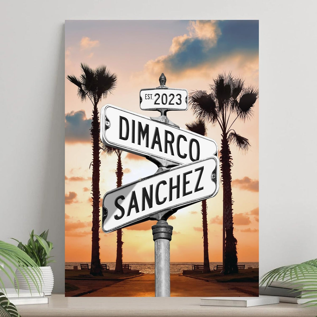 Personalized Crossroads Sign Couple'S Name And Date On Street Sign Poster Or Canvas Prints Love Gift For Anniversary, Wedding, W